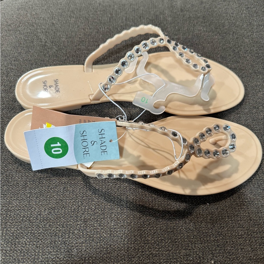 Shade & Shore Women's Tan Uella Jelly Sandals With Rhinestone Accents -Various — image 2 of 5